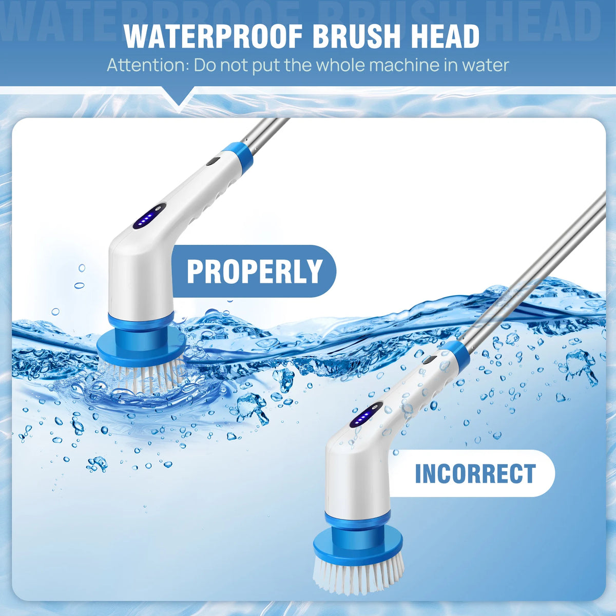 DayPlus 10 in 1 Electric Spin Scrubber Cordless Rechargeable, Electric Cleaning Brush Adjustable Handle Shower Cleaner Brush