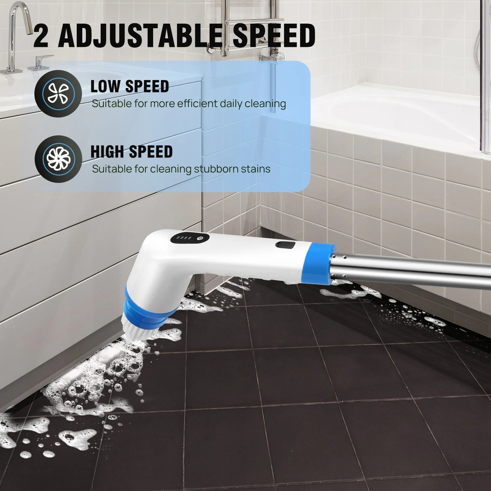DayPlus 10 in 1 Electric Spin Scrubber Cordless Rechargeable, Electric Cleaning Brush Adjustable Handle Shower Cleaner Brush