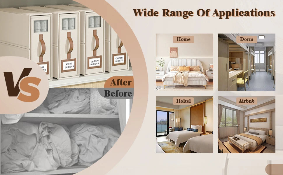 Foldable Bed Sheets Set Organizers,Linen Fabric Closet Organizers with Window,Bedding Storage Box for Bedsheets and Pillow