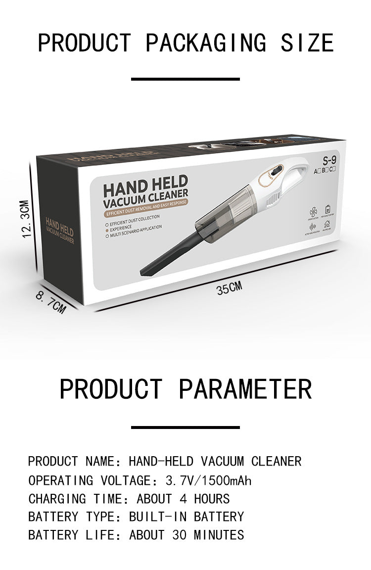 Cross-border vacuum cleaner S9D small household large suction cleaner car wireless portable handheld vacuum cleaner