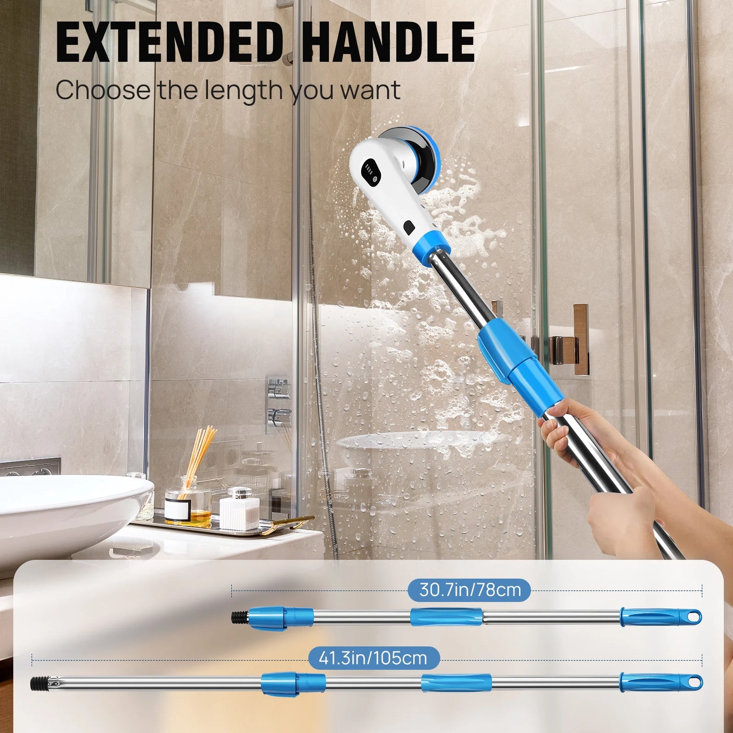 DayPlus 10 in 1 Electric Spin Scrubber Cordless Rechargeable, Electric Cleaning Brush Adjustable Handle Shower Cleaner Brush