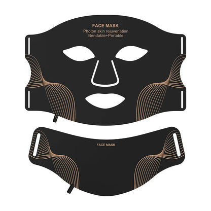 7 Color LED Face Mask with Neck Wireless Portable Red Light Therapy for Anti-Aging, Wrinkles, Skin Rejuvenation, Home Use