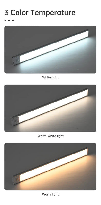 LED Motion Sensor Light Night Light Wireless USB Under Cabinet Light For Kitchen Cabinet Bedroom Wardrobe Sensor Indoor Lighting