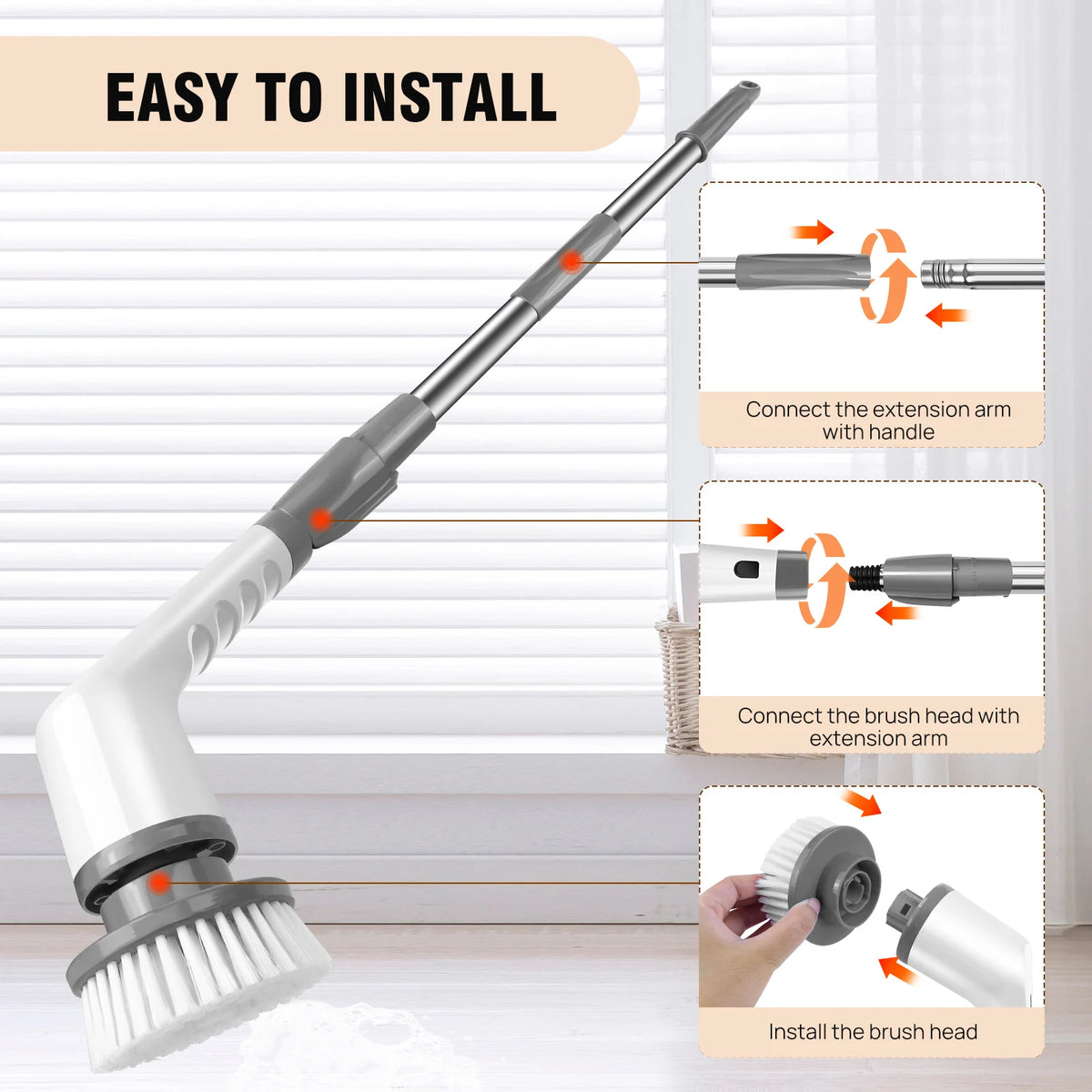 DayPlus 10 in 1 Electric Spin Scrubber Cordless Rechargeable, Electric Cleaning Brush Adjustable Handle Shower Cleaner Brush