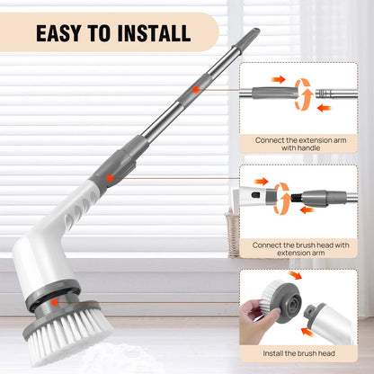 DayPlus 10 in 1 Electric Spin Scrubber Cordless Rechargeable, Electric Cleaning Brush Adjustable Handle Shower Cleaner Brush