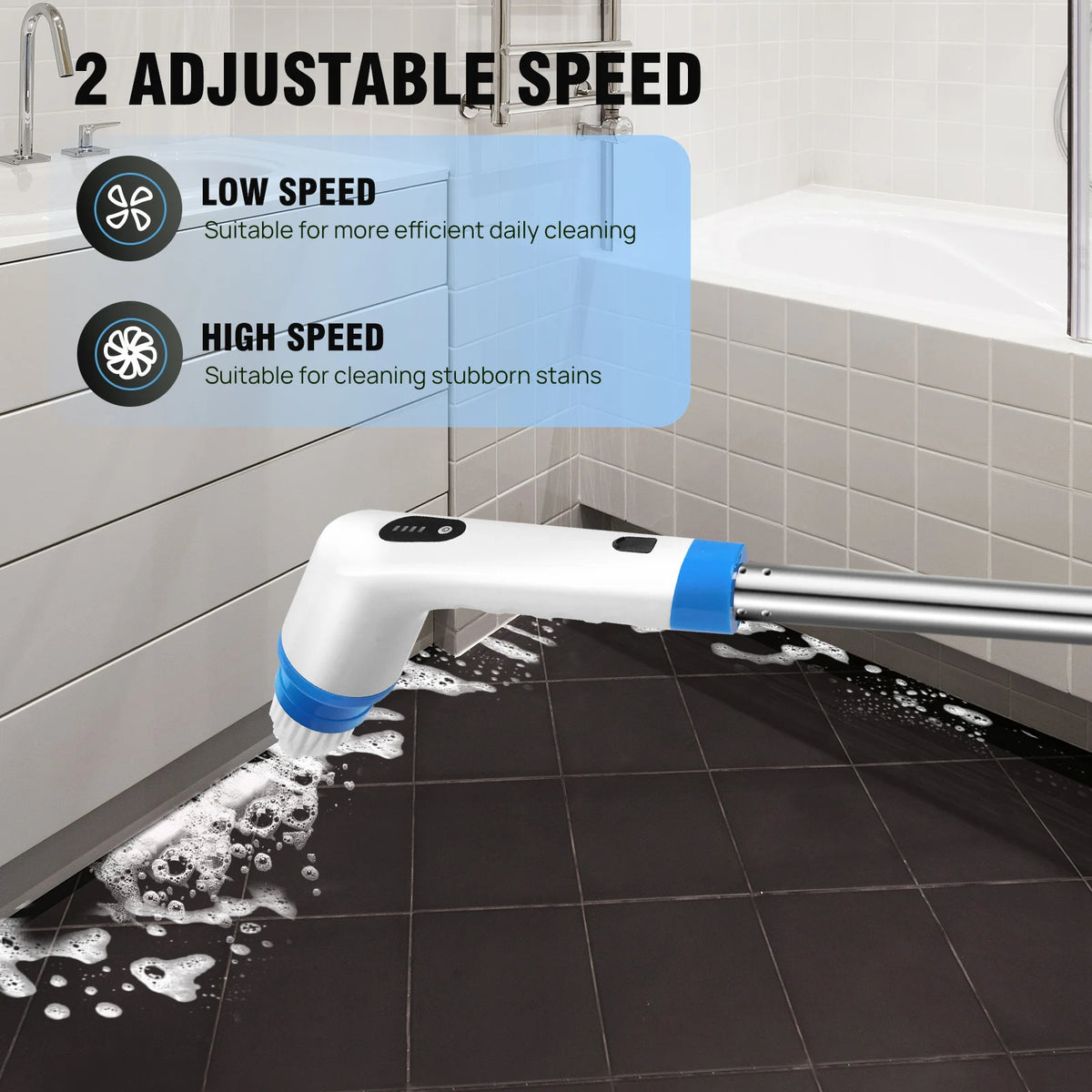 DayPlus 10 in 1 Electric Spin Scrubber Cordless Rechargeable, Electric Cleaning Brush Adjustable Handle Shower Cleaner Brush