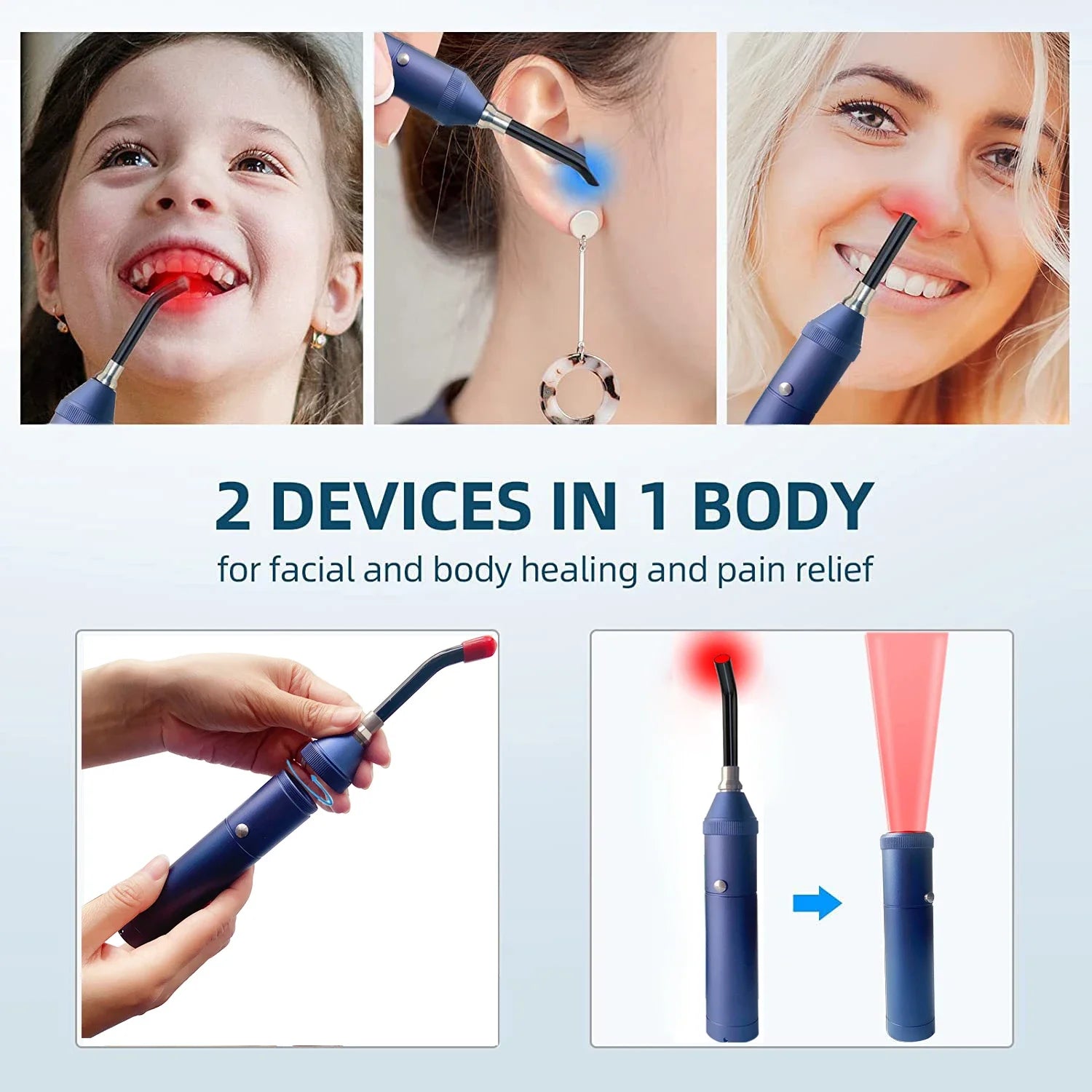 Handheld Red Infrared Light Therapy Wand, Portable Home Physiotherapy for Oral &amp; Joint Care