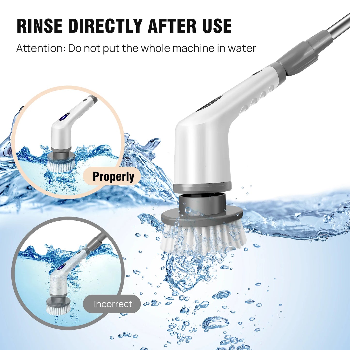 DayPlus 10 in 1 Electric Spin Scrubber Cordless Rechargeable, Electric Cleaning Brush Adjustable Handle Shower Cleaner Brush