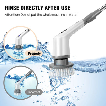 DayPlus 10 in 1 Electric Spin Scrubber Cordless Rechargeable, Electric Cleaning Brush Adjustable Handle Shower Cleaner Brush