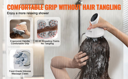 SucceBuy Electric Scalp Massager Rechargeable Head Massager Hair Growth Waterproof Portable Kneading Electric Scalp Scratcher